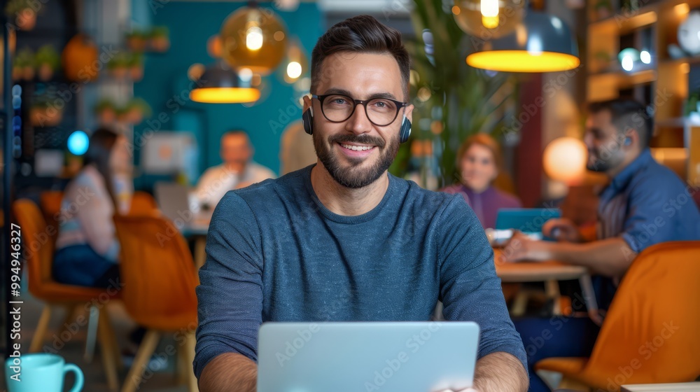 Stylish Businessman Working in Modern Co-working Space