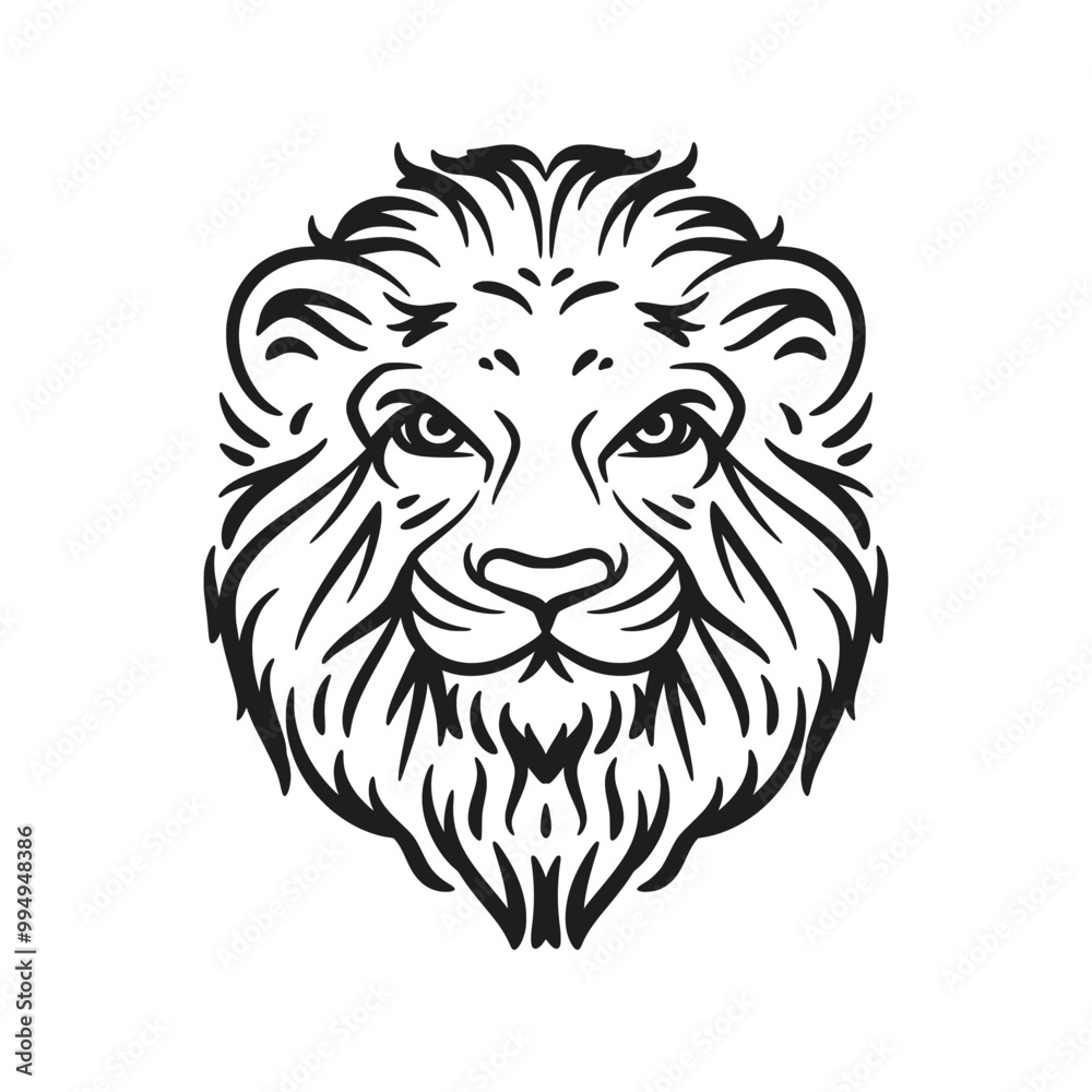 Obraz premium lion head mascot logo vector illustration black and white