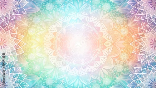 Delicate White Floral Mandala Design on Soft Pastel Background with Subtle Gradient