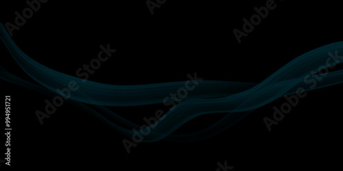 Blue smoke. Abstract smoke on black background - air humidifier mist swirl for design projects. Real photographed abstract smoke on black background. Bright gradient wave on black background, 