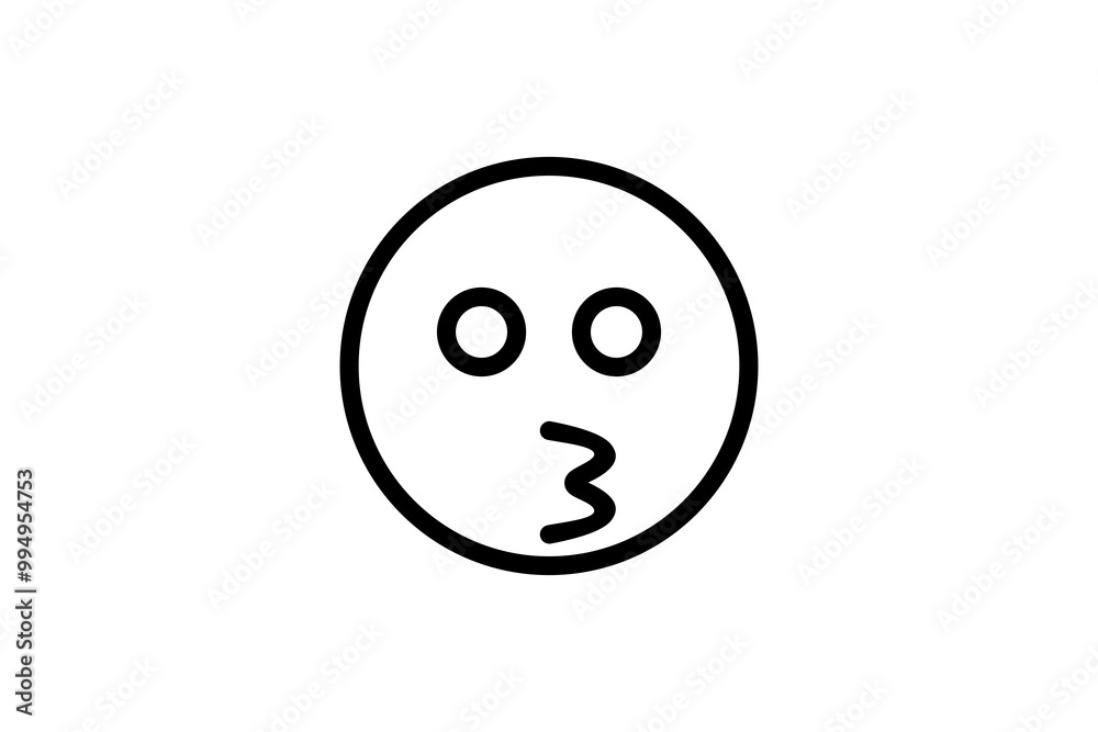 Kissing face emoji in line art. Emoticon vector icon. Kissing face emoji in line art. Emoticon vector icon.