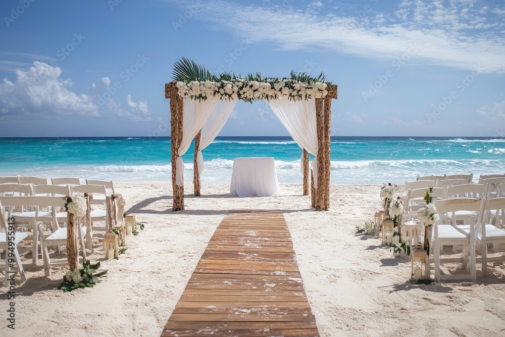 Obraz premium Romantic wedding ceremony on the beach .generative ai