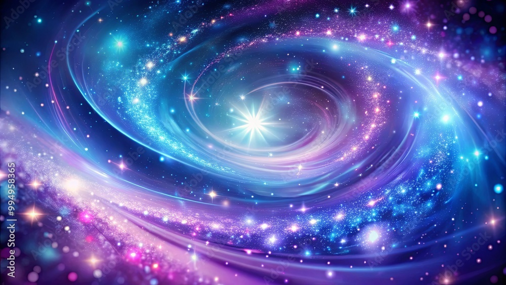 Obraz premium Cosmic Swirl of Glowing Stars and Nebulae, a Celestial Tapestry of Light and Color