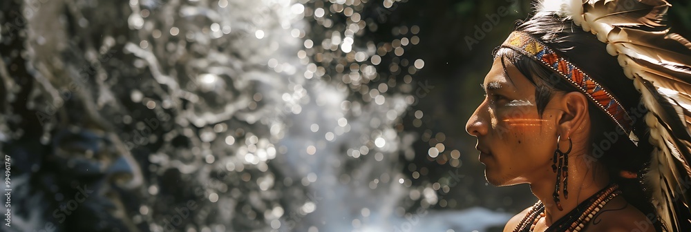 Obraz premium Indigenous Peoples Tribal Communities Document connection between indigenous cultures and the natural world in a series of environmental portraits capturing individuals in their ancestral landscapes