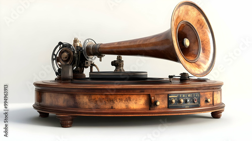 Vintage Phonograph with Hor...