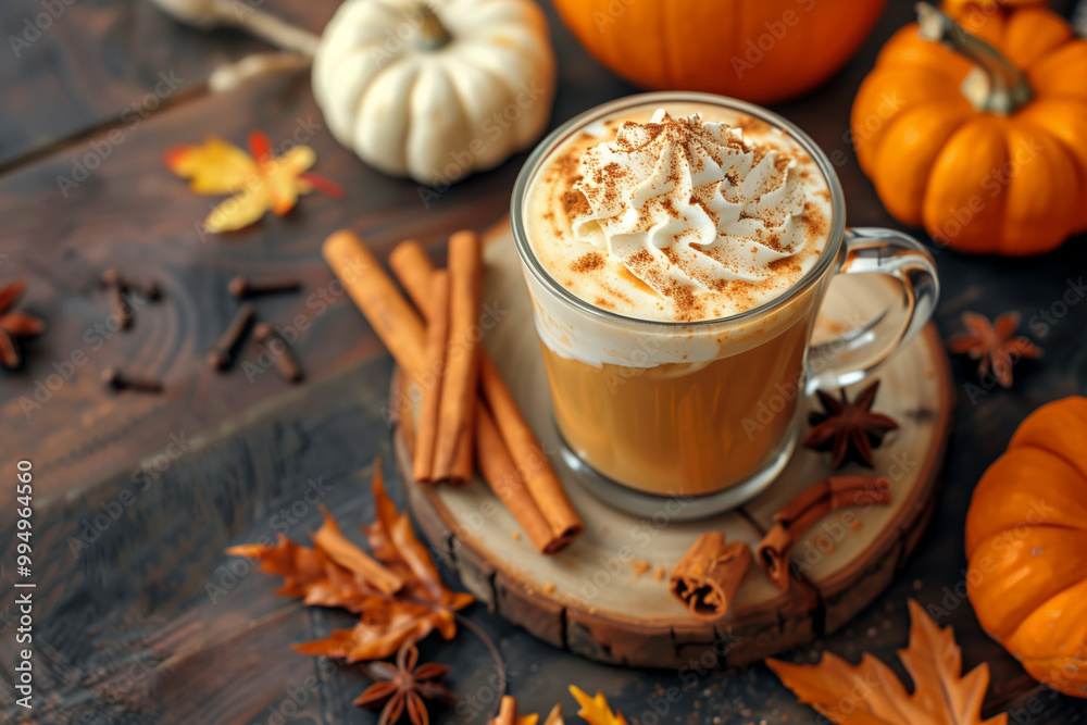 A Cozy Autumn Scene Featuring a Pumpkin Spice Latte A Cozy Autumn Scene Featuring a Pumpkin Spice Latte
