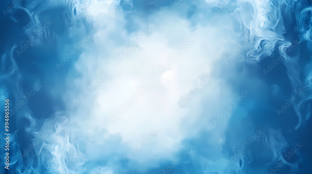 Sfondo blu con motivo sgangherato dipinto, web banner panoramico astratto con centro luminoso bianco sfocato. Sfumato. Illustration Sfondo blu con motivo sgangherato dipinto, web banner panoramico astratto con centro luminoso bianco sfocato. Sfumato. Illustration