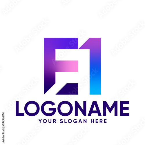 F 1 Initial Vector Logo Design