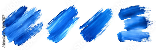 Blue Watercolor Paint Brush Strokes collection on Isolated PNG 