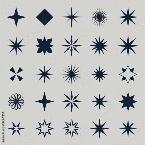 A collection of hand-drawn sparkling stars