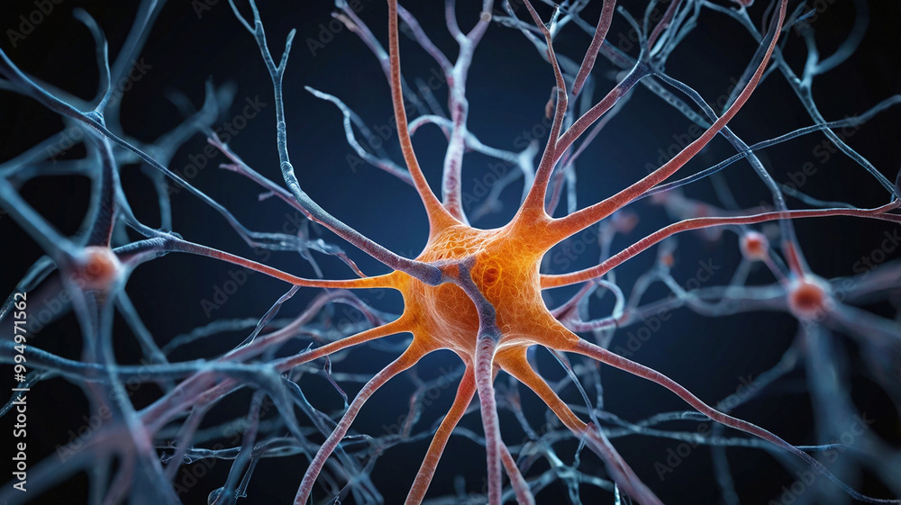 3d render neuron cell system 3d render neuron cell system