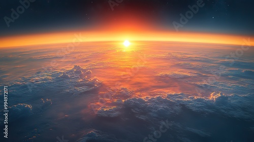 The sunrise is beautifully observed from the vantage point of outer space.