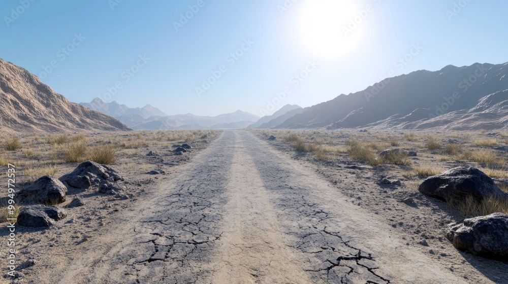 A remote desert road leading towards distant mountains, ultra detailed A remote desert road leading towards distant mountains, ultra detailed