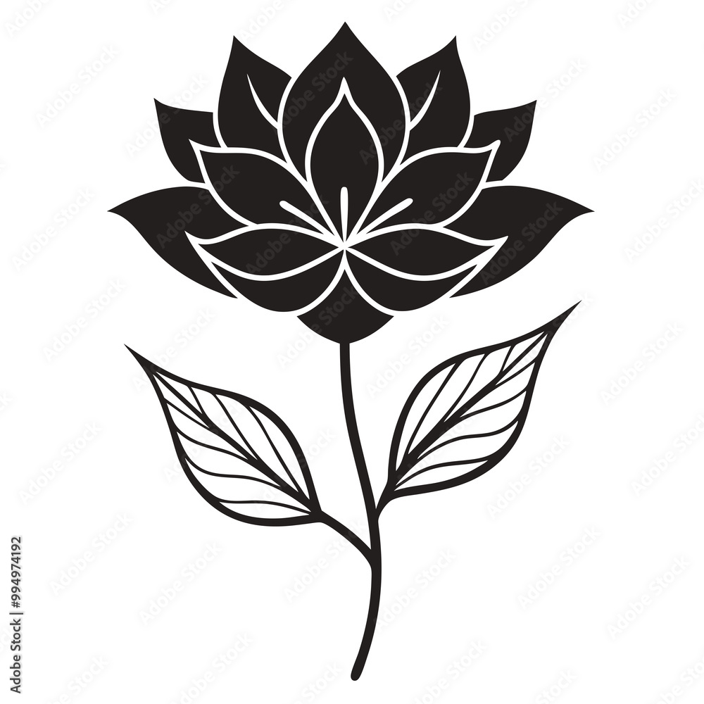 Minimalist flower line art Silhouette vector illustration Minimalist flower line art Silhouette vector illustration