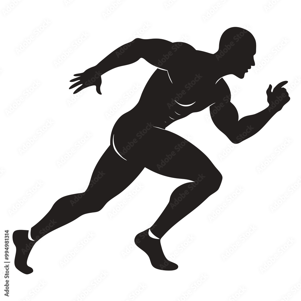 Muscular sprinter runner start running black silhouette vector illustration Muscular sprinter runner start running black silhouette vector illustration