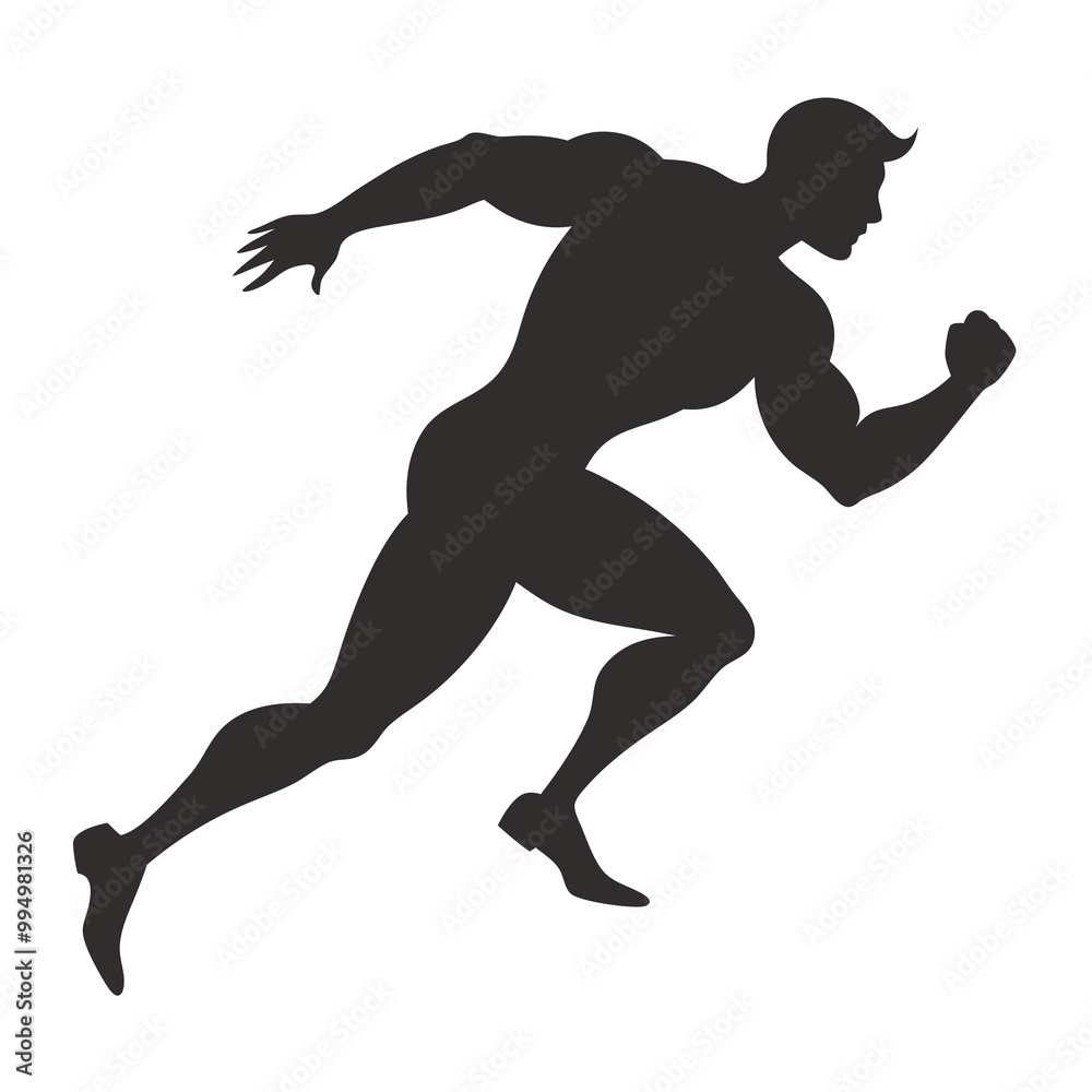 Muscular sprinter runner start running black silhouette vector illustration Muscular sprinter runner start running black silhouette vector illustration