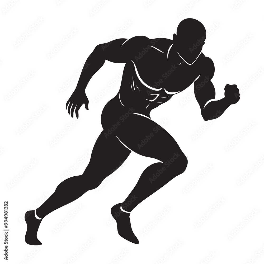Muscular sprinter runner start running black silhouette vector illustration Muscular sprinter runner start running black silhouette vector illustration