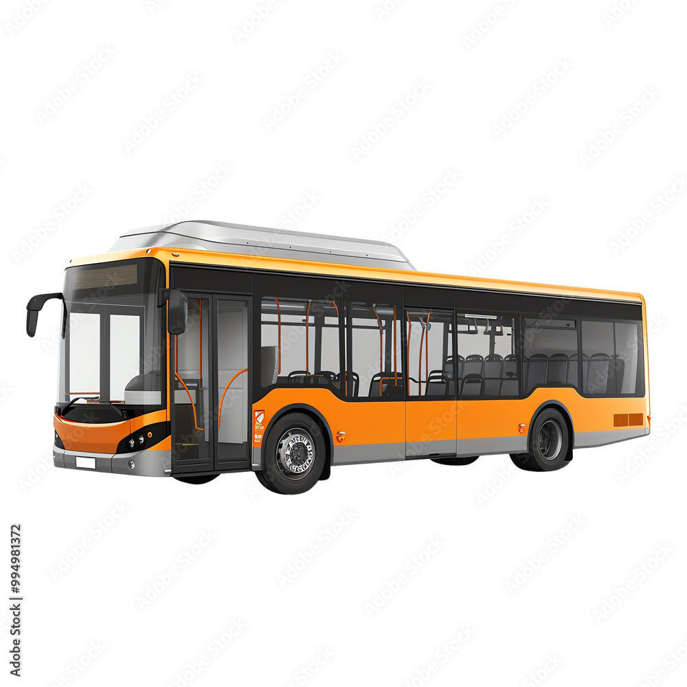 Modern orange city bus isolated on a white background, showcasing urban public transportation vehicle. Modern orange city bus isolated on a white background, showcasing urban public transportation vehicle.