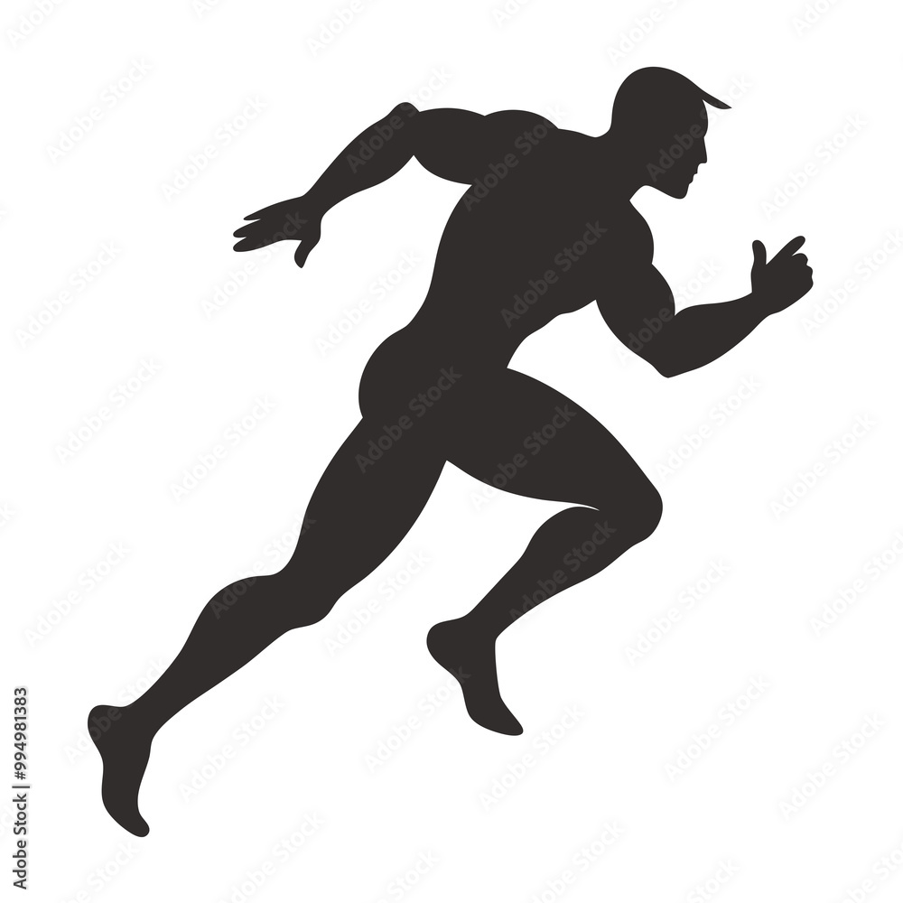 Obraz premium Muscular sprinter runner start running black silhouette vector illustration