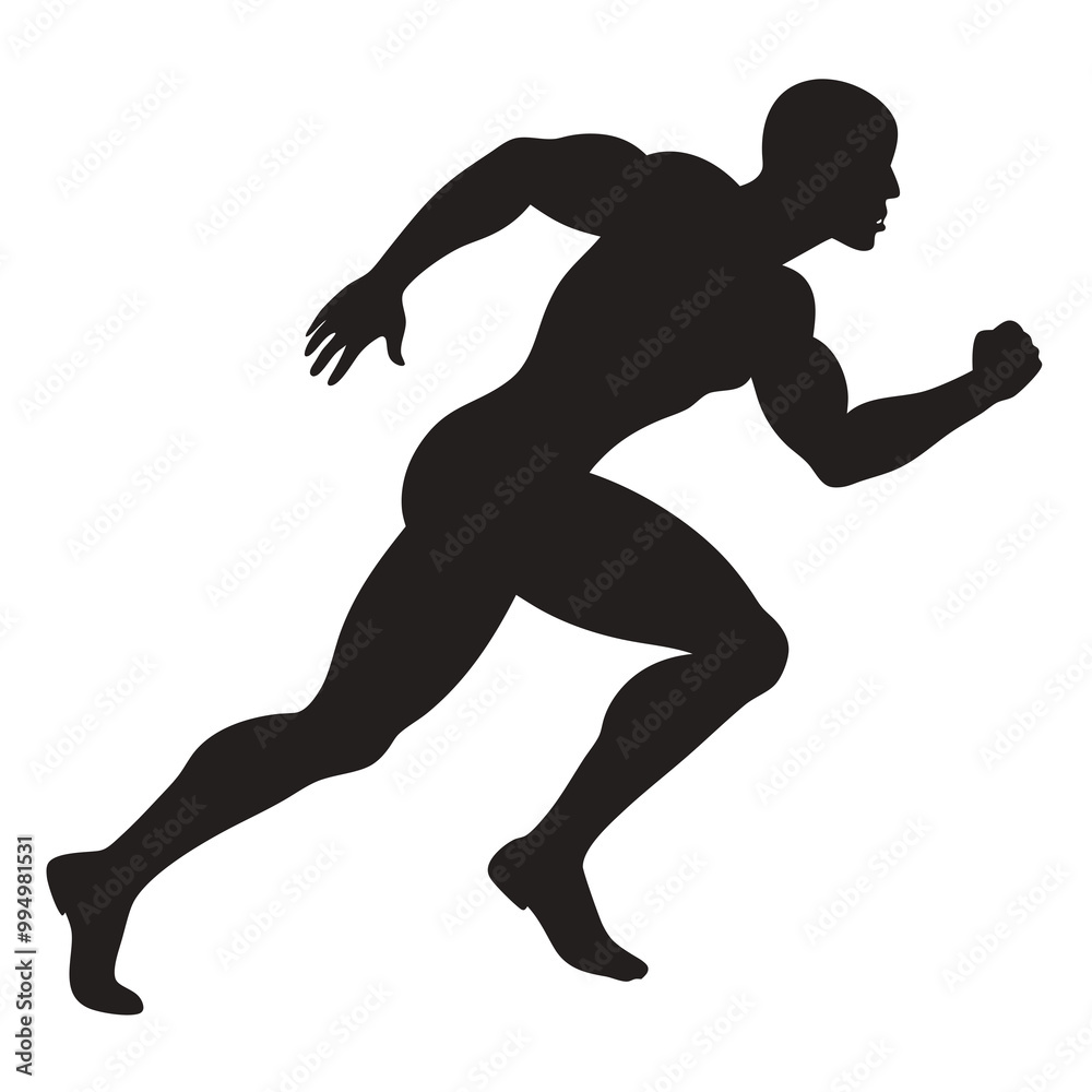 Muscular sprinter runner start running black silhouette vector illustration Muscular sprinter runner start running black silhouette vector illustration