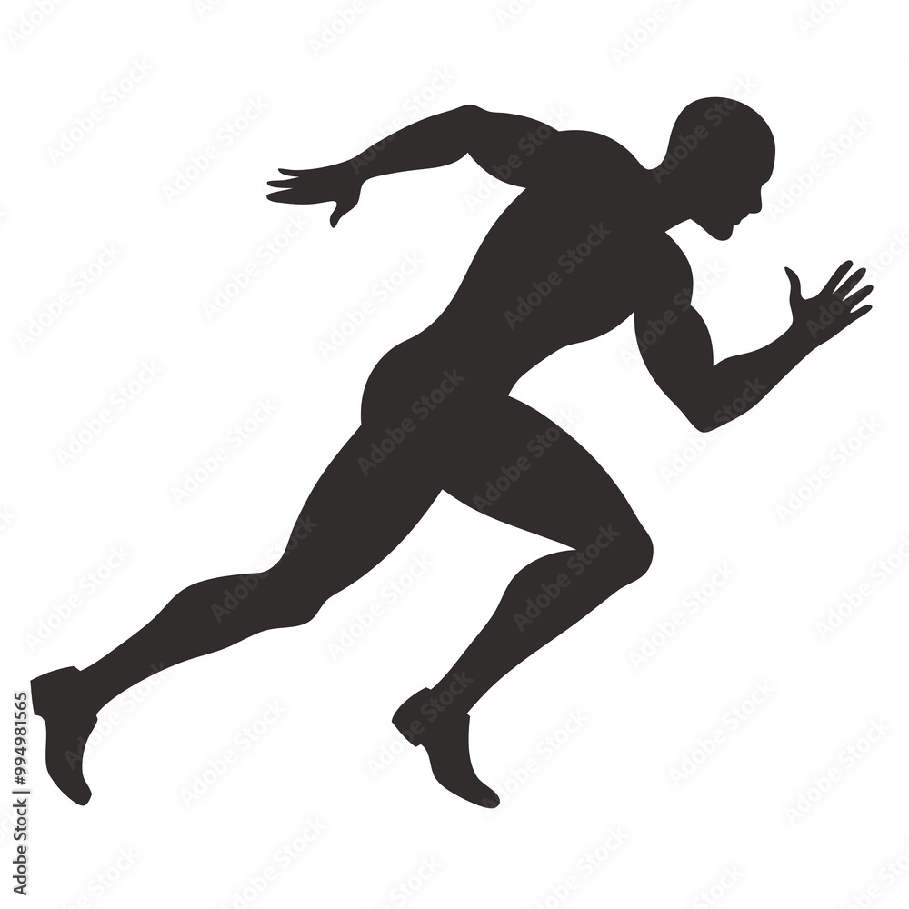 Muscular sprinter runner start running black silhouette vector illustration Muscular sprinter runner start running black silhouette vector illustration