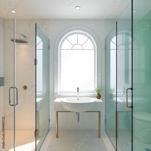 stylish beautiful bathroom interior with glass shower modern bathroom interior