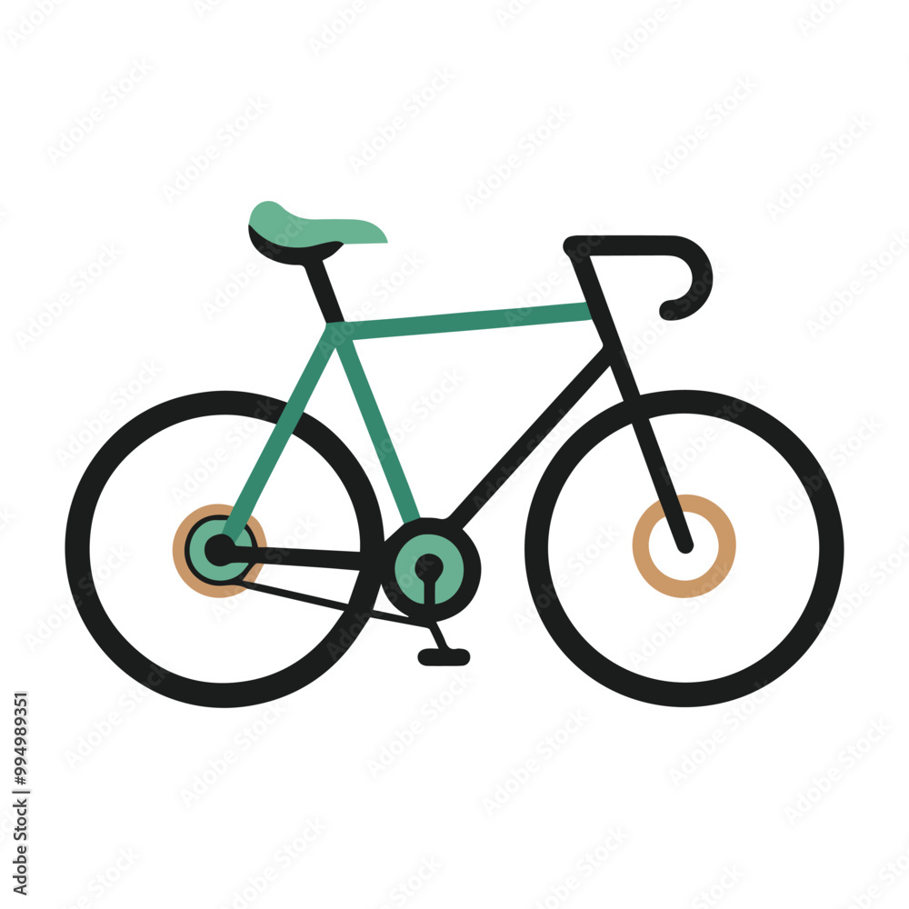 Bicycle Using Bold, Simple Shapes and Silhouette Colors on a White Background Bicycle Using Bold, Simple Shapes and Silhouette Colors on a White Background