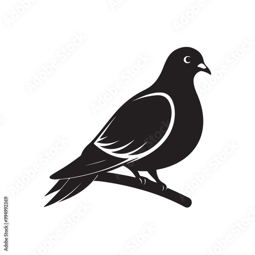 Black silhouette of pigeon