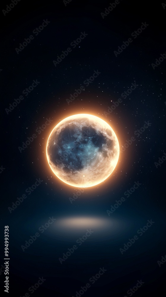 Fototapeta premium A glowing moon illuminates the night sky, creating a surreal and dreamlike atmosphere perfect for cosmic themes.
