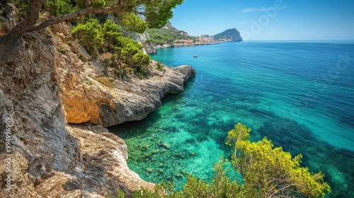 Benissa coast in Alicante, Spain in summer photo
