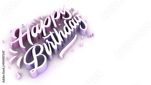 A vibrant 3D rendering of "Happy Birthday" text in a playful, pastel color palette. The letters are bold, curvy, and festive, perfect for celebration themes, greeting cards, or digital decor.