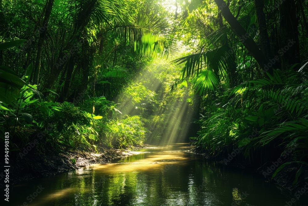Tropical rain forest with river.generative ai Tropical rain forest with river.generative ai
