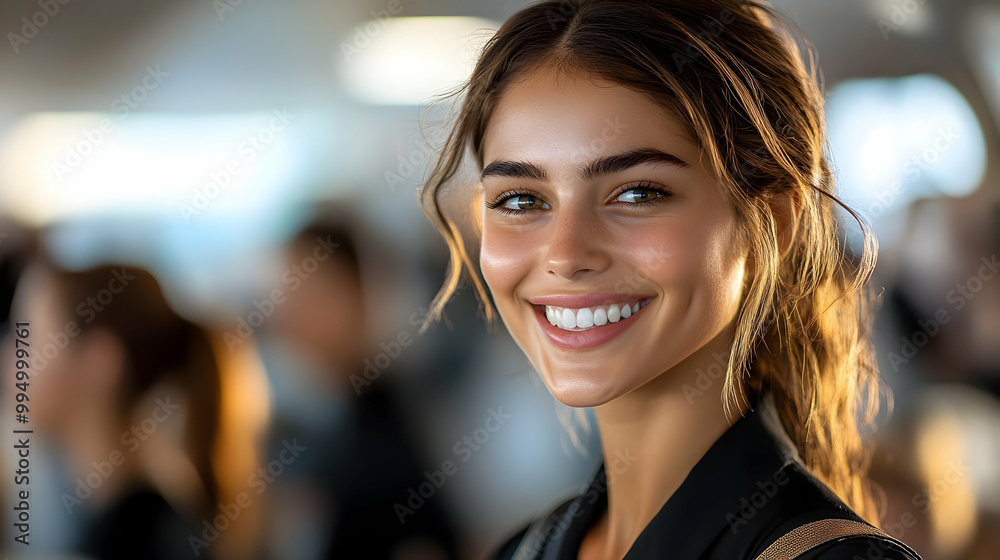 Smiling Woman with Brown Hair and White Teeth Smiling Woman with Brown Hair and White Teeth
