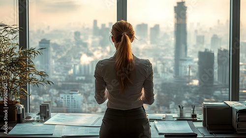 Businesswoman Contemplating...