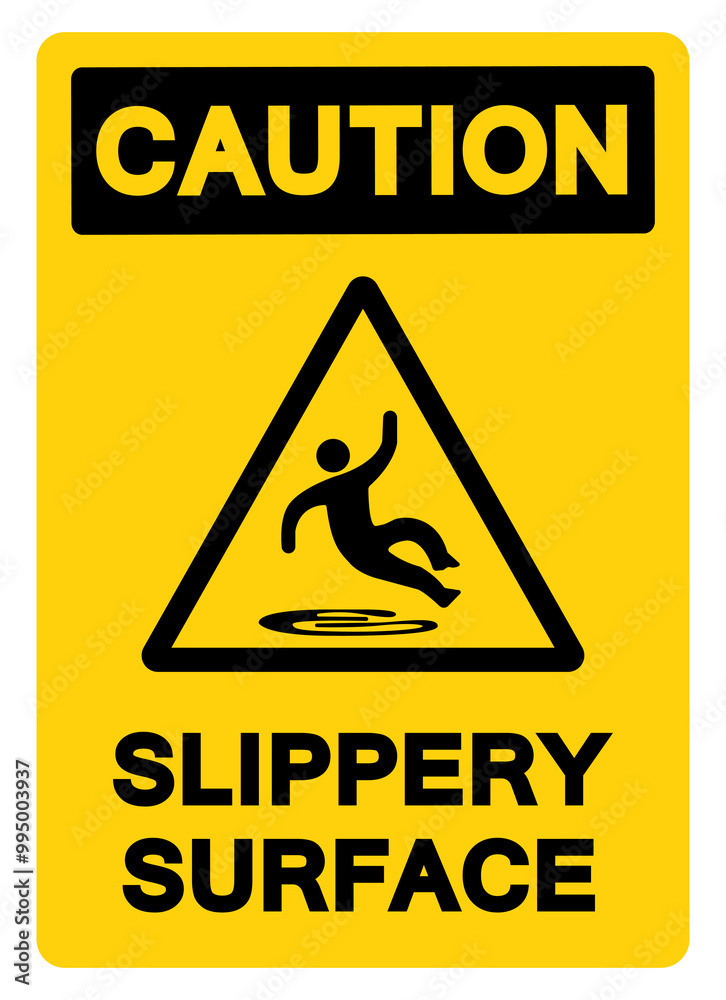 Caution Slippery Surface Symbol Sign,Vector Illustration, Isolate On White Background Label. EPS10 Caution Slippery Surface Symbol Sign,Vector Illustration, Isolate On White Background Label. EPS10