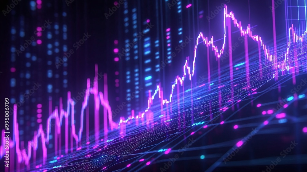 Abstract digital financial chart with vibrant pink lines showing market trends and fluctuations for investment analysis. Abstract digital financial chart with vibrant pink lines showing market trends and fluctuations for investment analysis.