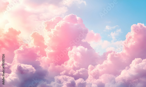 Sugar cotton pink clouds vector design background. Glamour fairytale backdrop