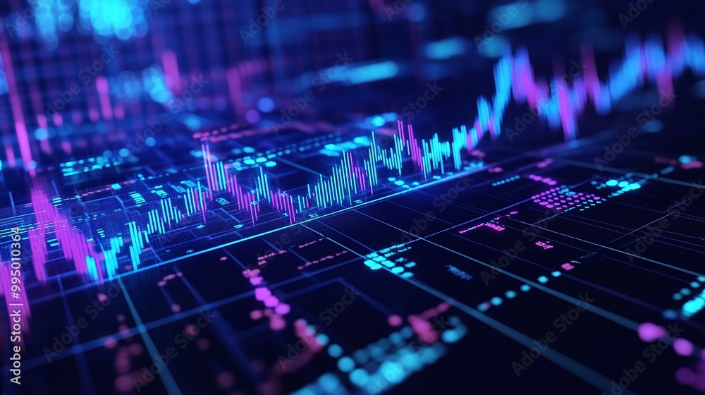 Abstract digital financial trading chart with vibrant colors for data analysis. Abstract digital financial trading chart with vibrant colors for data analysis.