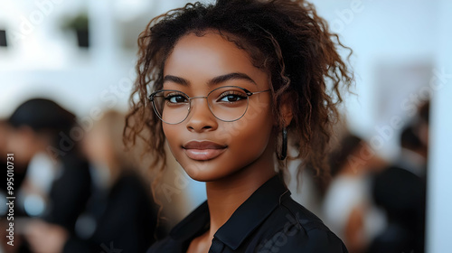 Woman with Curly Hair Weari...