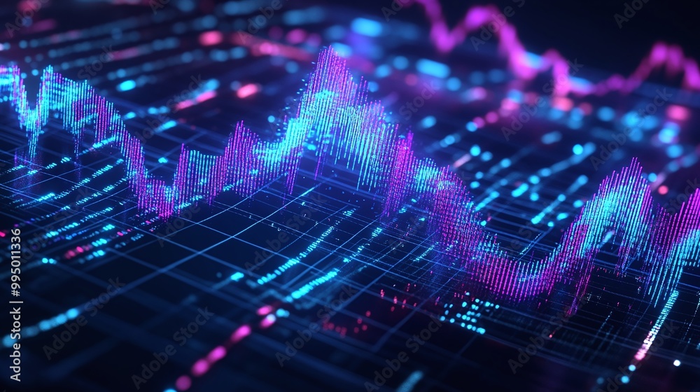 Abstract digital graph visualization with vibrant colors showcasing data trends. Abstract digital graph visualization with vibrant colors showcasing data trends.