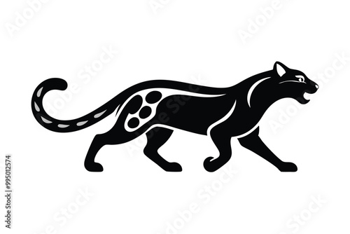 Solid color Margay running animal vector design