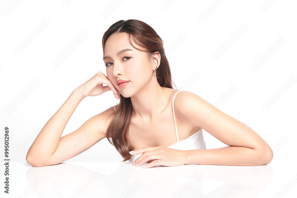 Beautiful young asian woman with clean fresh skin on white background, Face care, Facial treatment, Cosmetology, beauty and spa, Asian women portrait. Beautiful young asian woman with clean fresh skin on white background, Face care, Facial treatment, Cosmetology, beauty and spa, Asian women portrait.