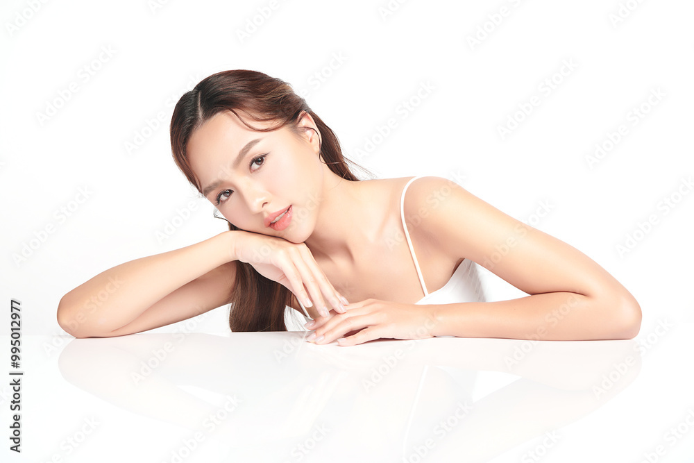 Beautiful young asian woman with clean fresh skin on white background, Face care, Facial treatment, Cosmetology, beauty and spa, Asian women portrait. Beautiful young asian woman with clean fresh skin on white background, Face care, Facial treatment, Cosmetology, beauty and spa, Asian women portrait.