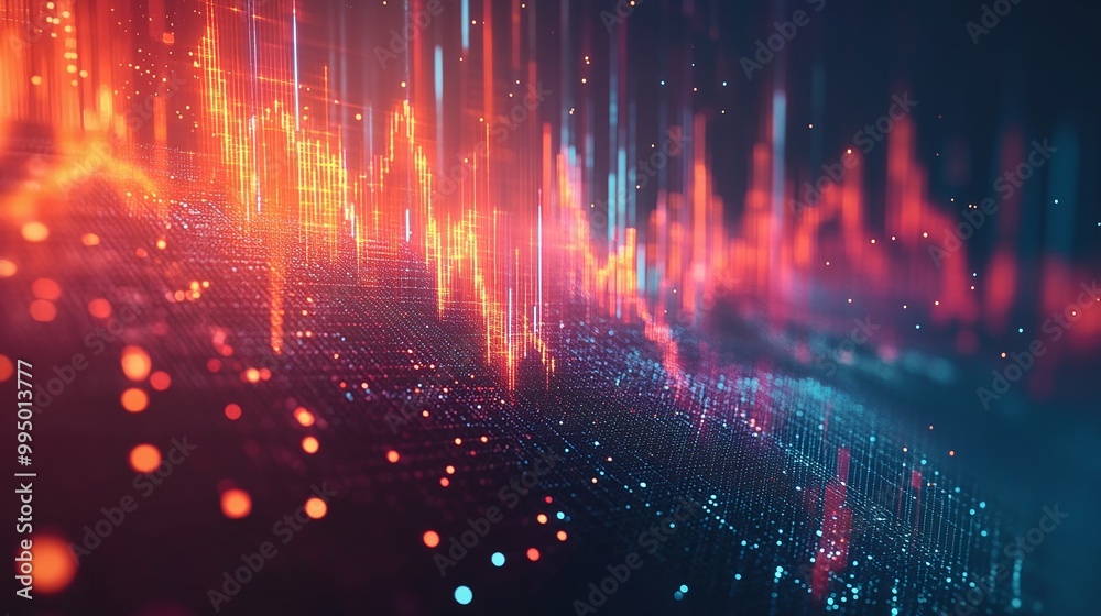 Abstract digital landscape with vibrant colors and glowing data waves, ideal for tech backgrounds and futuristic designs. Abstract digital landscape with vibrant colors and glowing data waves, ideal for tech backgrounds and futuristic designs.
