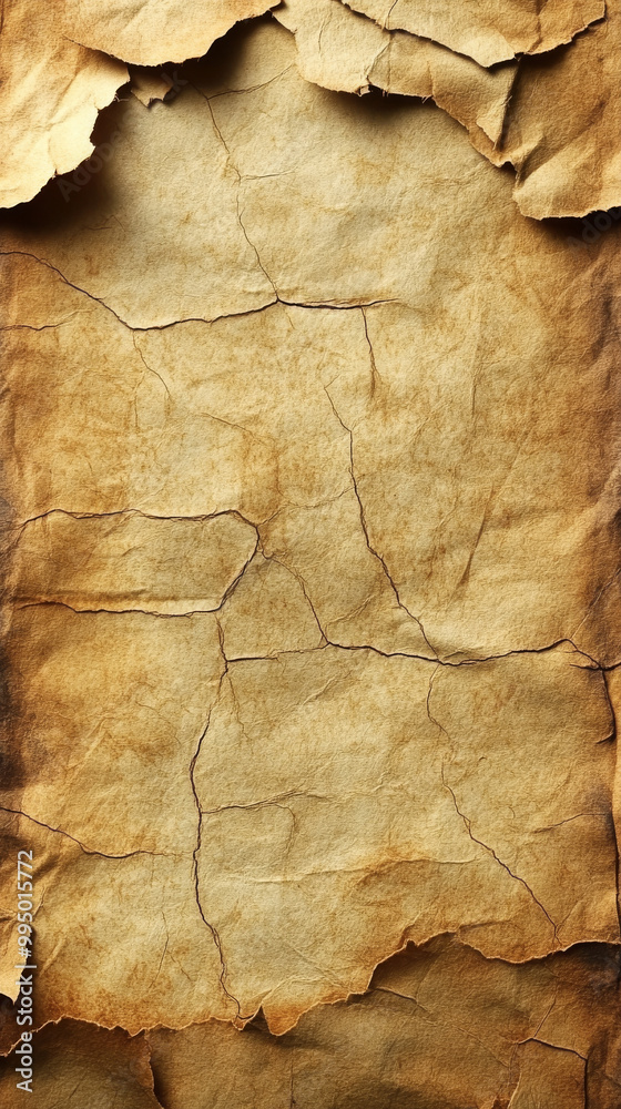 Aged and weathered paper with cracks and tears. Aged and weathered paper with cracks and tears.