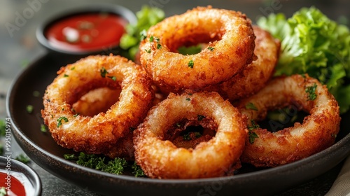 Crispy Fried Onion Rings with Sauce