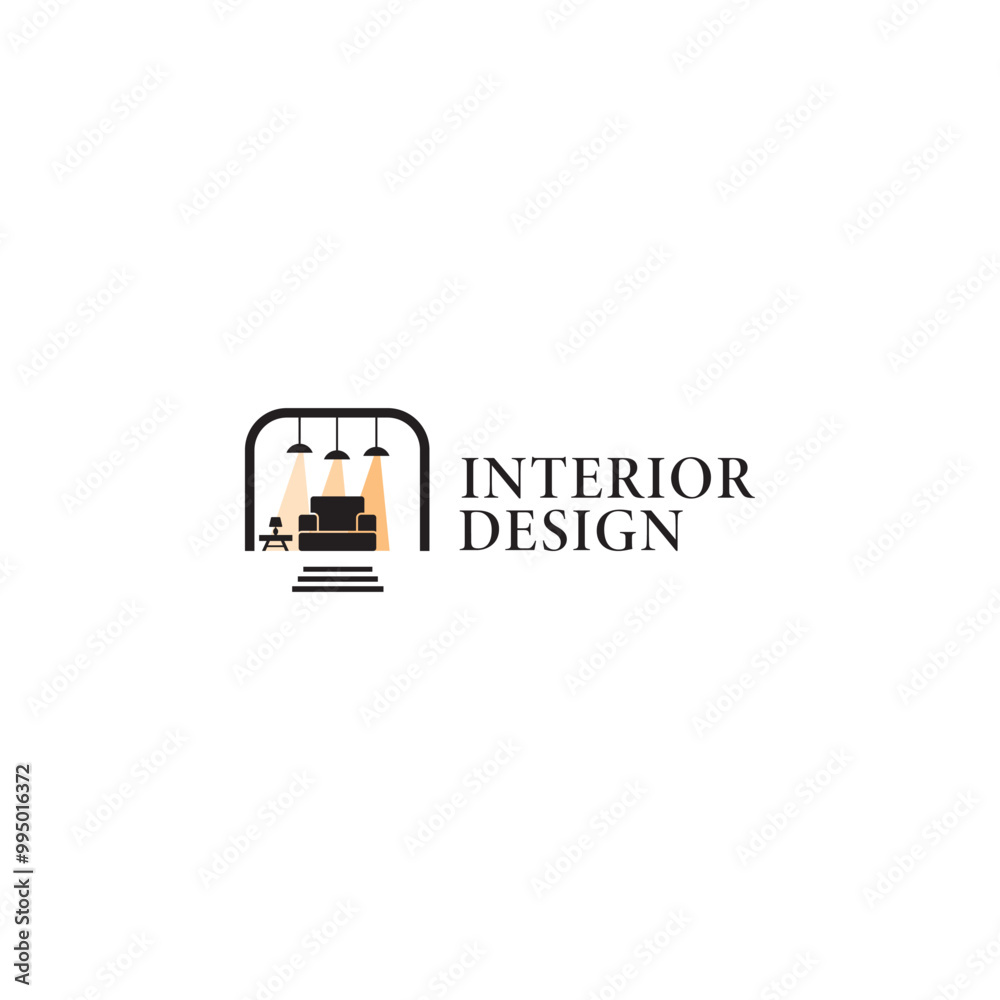 furniture interior home logo design with lamp light minimalist line art style furniture interior home logo design with lamp light minimalist line art style