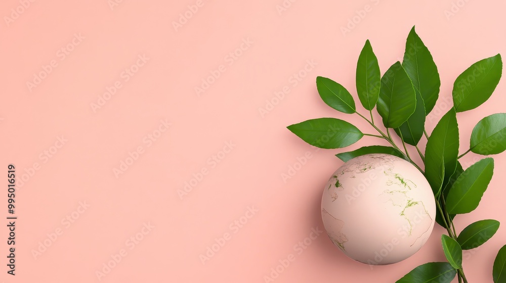 A pink earth globe with green leaves, symbolizing a sustainable future, environmental awareness, eco-friendly practices, natural growth, and a healthy planet. A pink earth globe with green leaves, symbolizing a sustainable future, environmental awareness, eco-friendly practices, natural growth, and a healthy planet.