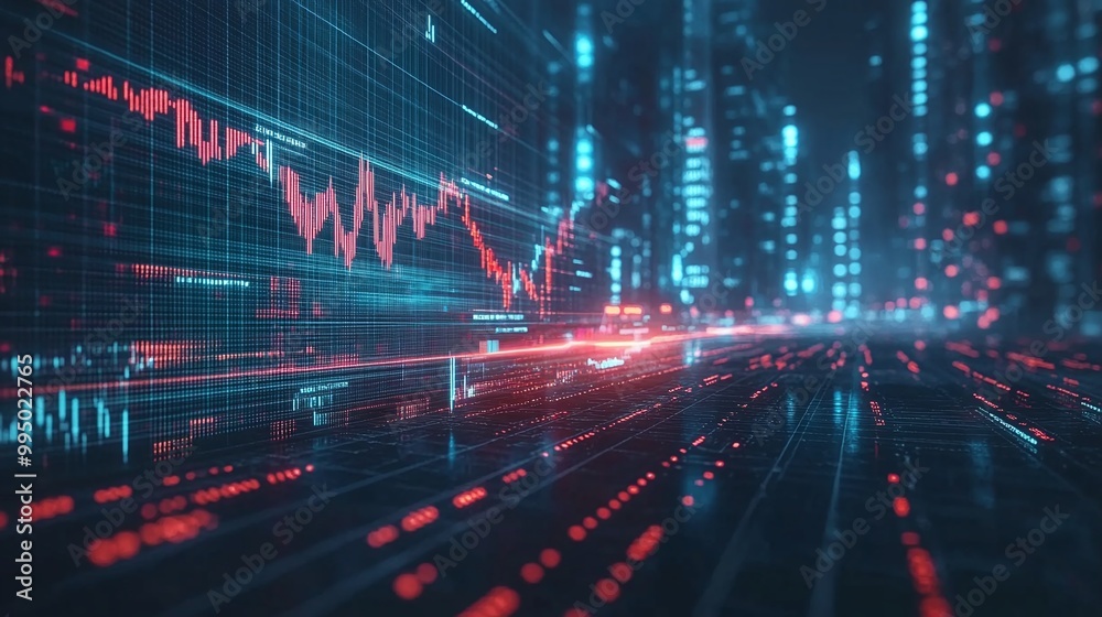 Abstract futuristic data visualizations with graphs and digital screens in blue and red tones, representing technology and analytics. Abstract futuristic data visualizations with graphs and digital screens in blue and red tones, representing technology and analytics.