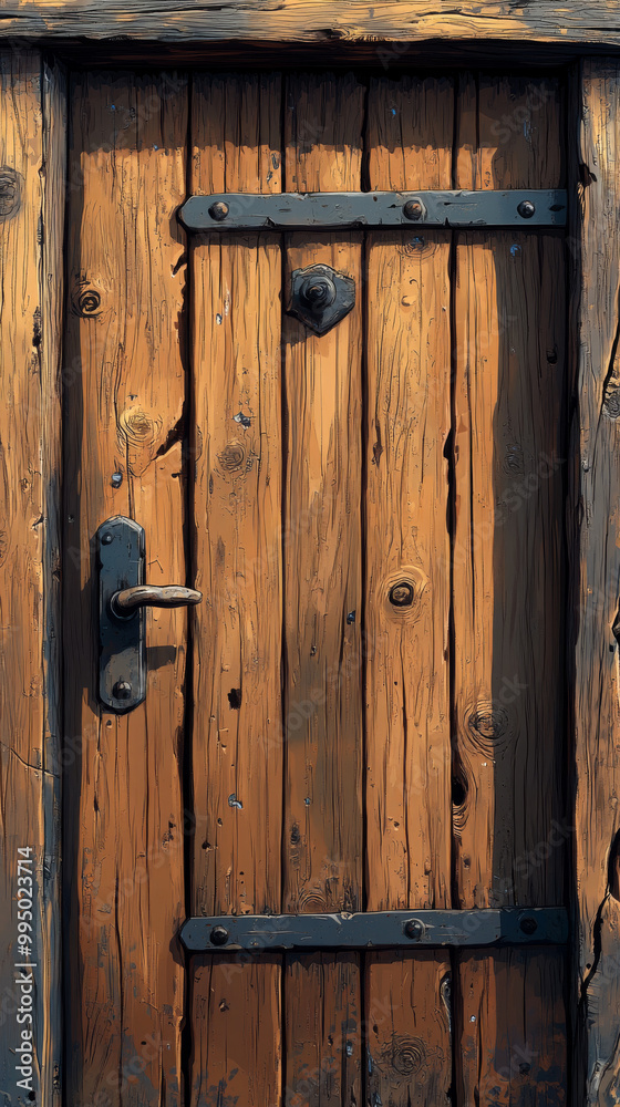 Rustic wooden door with iron accents Rustic wooden door with iron accents